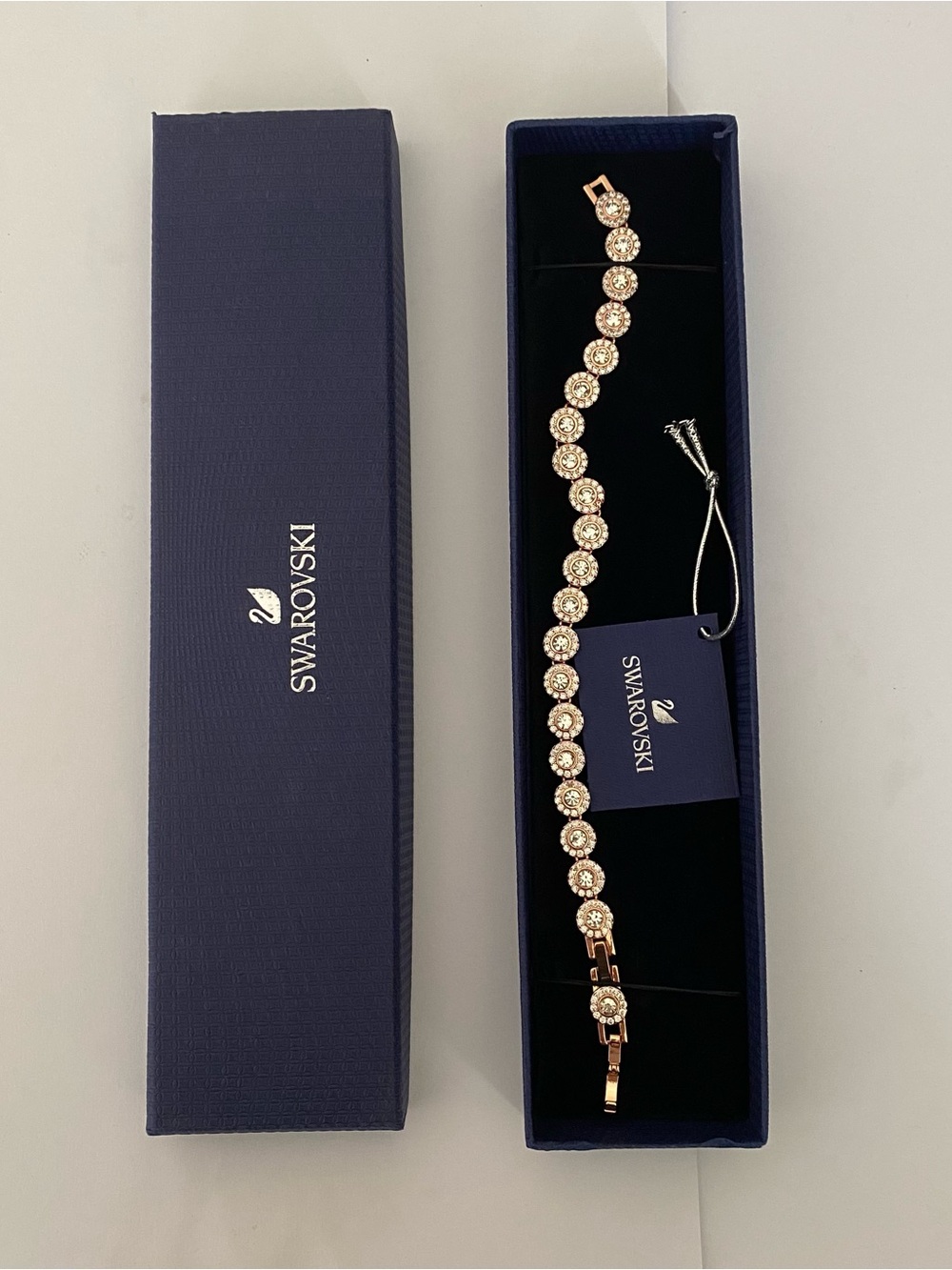 $269 Swarovski Rose Gold Crystal Pave Circle Link Bracelet 02